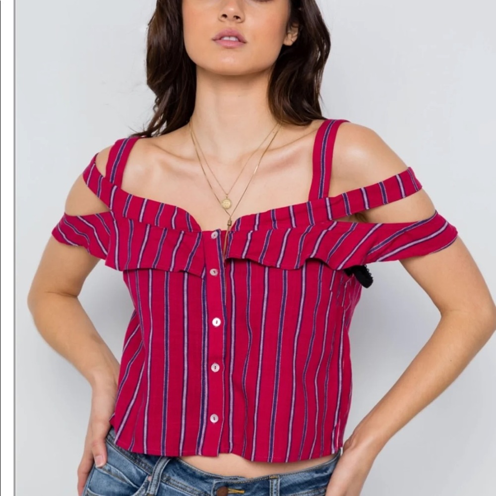 NWT‼️RED STRIPPED TOP - Picture 1 of 4